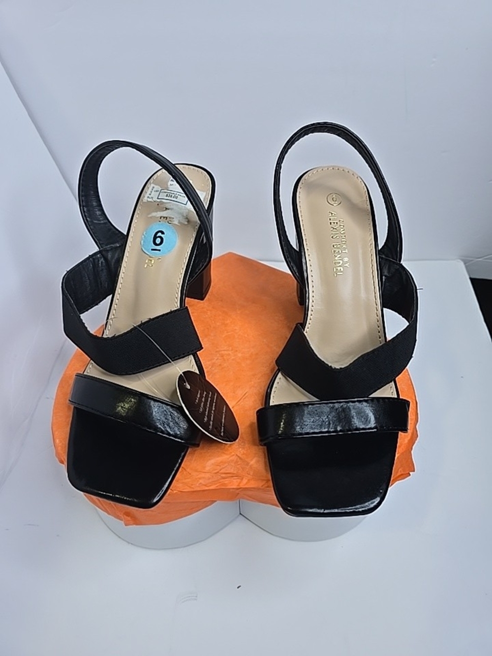 Aerosoles Black Patent Slingback Block Heel Sandals